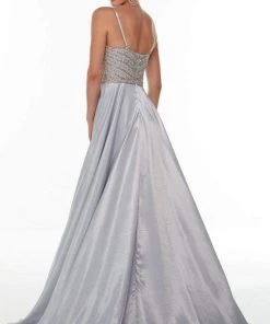 Alyce Paris - 61196 Chevron Motif High Slit Gown