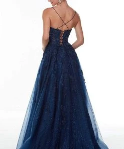 Alyce Paris - 61221 Glittered Floral A-Line Gown