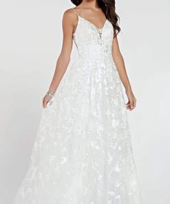 Alyce Paris - 7012 Embroidered Plunging Sweetheart A-Line Gown