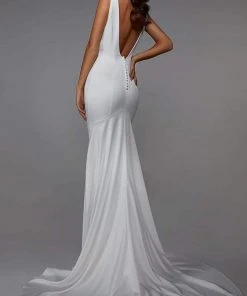 Alyce Paris - 7021 V Neck Crepe Bridal Dress