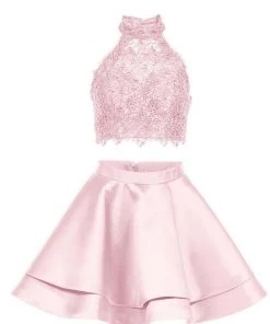 Alyce Paris Two Piece Halter Lace Mikado Cocktail Dress 3735 12 Alyce Paris Two Piece Halter Lace Mikado Cocktail Dress 3735