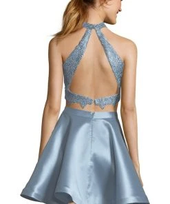 Alyce Paris Two Piece Halter Lace Mikado Cocktail Dress 3735 15 Alyce Paris Two Piece Halter Lace Mikado Cocktail Dress 3735