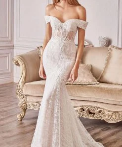 Andrea And Leo - A0666W Lace Corset Off Shoulder Bridal Dress