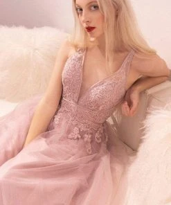 Andrea And Leo - A0762 Beaded Floral Lace Bodice Tulle A-Line Gown