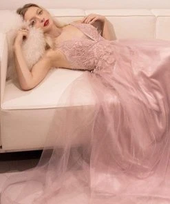 Andrea And Leo - A0762 Beaded Floral Lace Bodice Tulle A-Line Gown