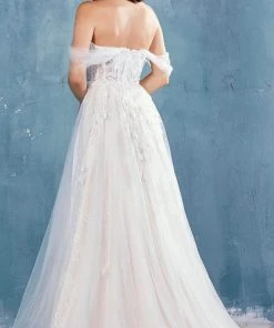 Andrea And Leo - A0822 Applique Off Shoulder A-Line Gown
