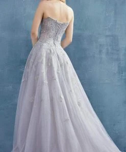 Andrea And Leo - A0890 Scoop Neck Dreamy Designed Dress