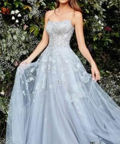 Andrea And Leo - A0890 Scoop Neck Dreamy Designed Dress