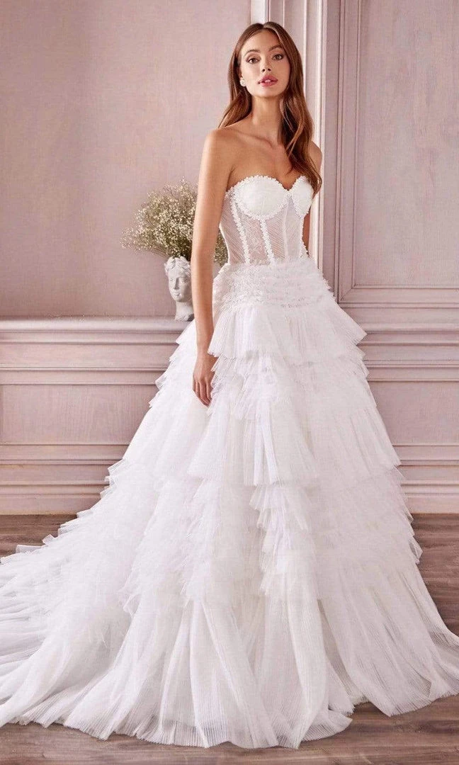 Andrea And Leo - A1017W Strapless Pleated Wedding Dress 3 Andrea And Leo - A1017W Strapless Pleated Wedding Dress