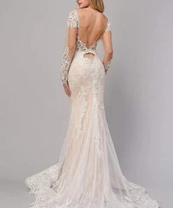 Andrea And Leo - A1022 Embroidered Lace Sheer Bridal Dress