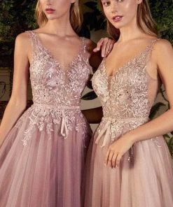 Andrea And Leo A1045C - Embroidered Tulle Prom Dress