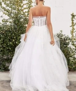 Andrea And Leo - A1050W Straight Across Corset Ballgown