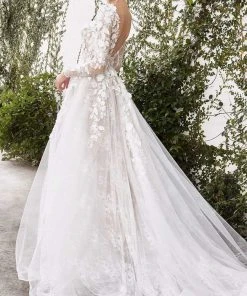 Andrea And Leo - A1067W Floral Applique Lace Bridal Gown