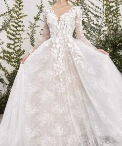 Andrea And Leo - A1067W Floral Applique Lace Bridal Gown 7 Andrea And Leo - A1067W Floral Applique Lace Bridal Gown