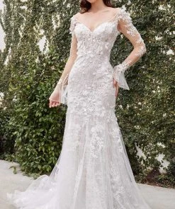 Andrea And Leo - A1073W Flared Sleeve Embroidered Bridal Gown