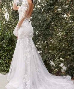 Andrea And Leo - A1073W Flared Sleeve Embroidered Bridal Gown