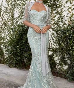 Andrea And Leo - A1076 Beaded Mermaid Gown With Bolero