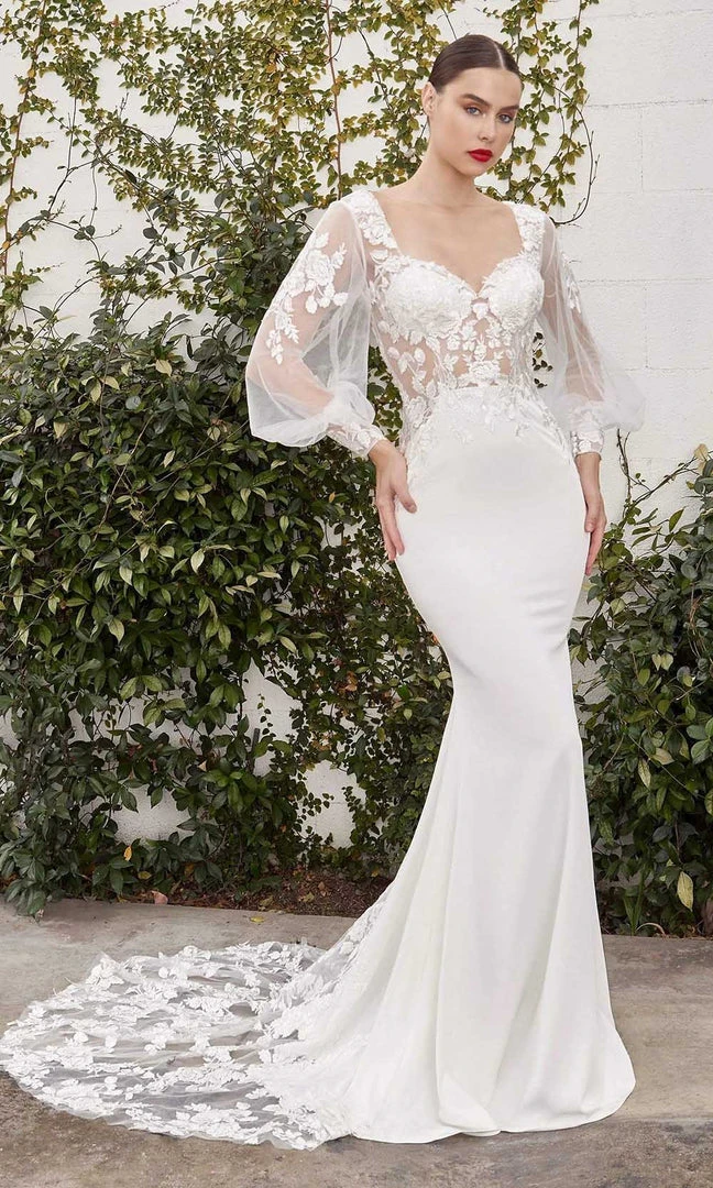 Andrea And Leo - A1079W Floral Ornate Bishop Sleeve Bridal Gown 3 Andrea And Leo - A1079W Floral Ornate Bishop Sleeve Bridal Gown