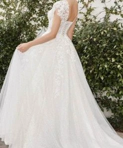 Andrea And Leo A1082W - Lace Applique Cap Sleeve A-Line Dress