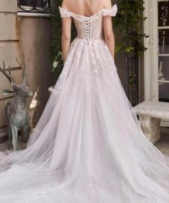 Andrea And Leo A1090 - Off-Shoulder Cape Sleeve Wedding Dress