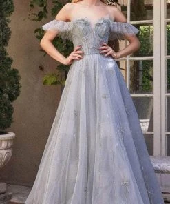 Andrea And Leo A1092 - Off-Shoulder Ruffled Sleeve A-Line Dress