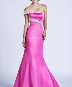 Ashley Lauren - 1082 Pearl Beaded Asymmetric Trumpet Dress 14 Ashley Lauren - 1082 Pearl Beaded Asymmetric Trumpet Dress