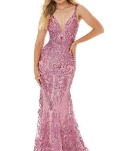 Ashley Lauren - 11015 Sequined Deep V Neck Mermaid Dress With Train 13 Ashley Lauren - 11015 Sequined Deep V Neck Mermaid Dress With Train