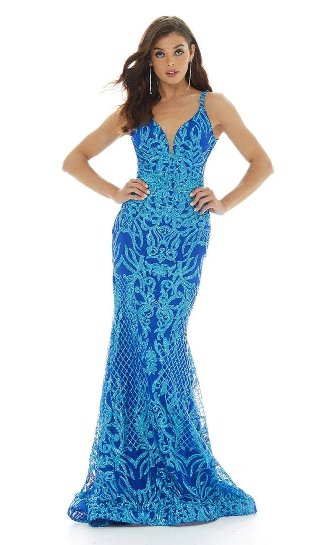 Ashley Lauren - 11015 Sequined Deep V Neck Mermaid Dress With Train 8 Ashley Lauren - 11015 Sequined Deep V Neck Mermaid Dress With Train