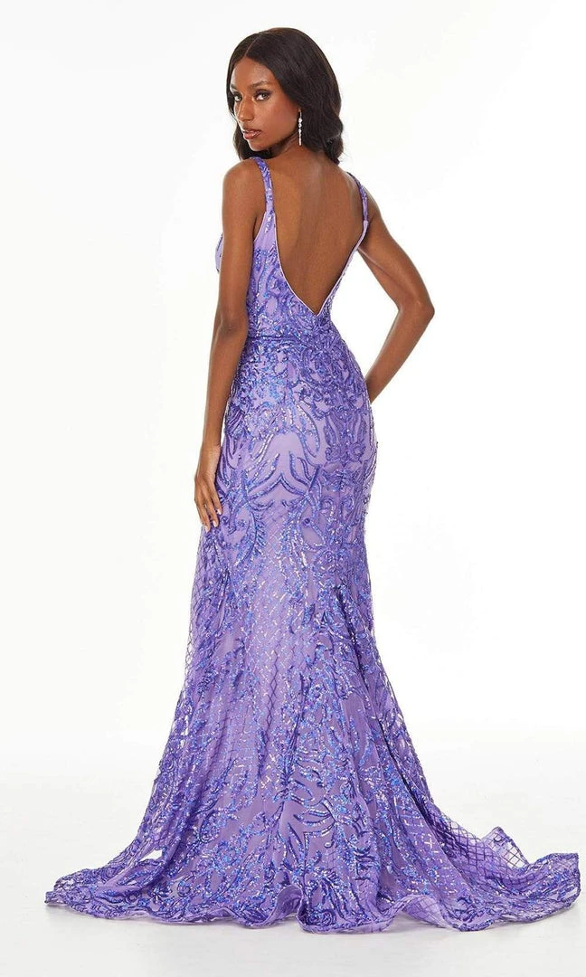 Ashley Lauren - 11015 Sequined Deep V Neck Mermaid Dress With Train 4 Ashley Lauren - 11015 Sequined Deep V Neck Mermaid Dress With Train