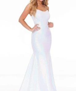 Ashley Lauren - 11024 Lace-up Back Iridescent Sequin Mermaid Gown