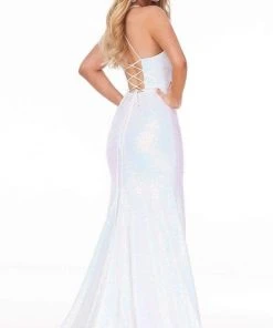 Ashley Lauren - 11024 Lace-up Back Iridescent Sequin Mermaid Gown