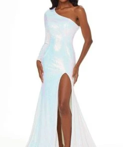 Ashley Lauren - 11026 Long Sleeve Sequined High Slit Gown