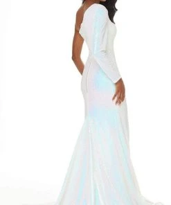 Ashley Lauren - 11026 Long Sleeve Sequined High Slit Gown