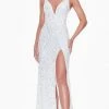 Ashley Lauren - 11037 V-Neck Lace-up Back High Slit Full Sequin Gown 2 Ashley Lauren - 11037 V-Neck Lace-up Back High Slit Full Sequin Gown