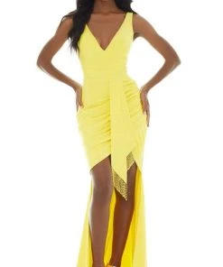 Ashley Lauren - 11051 Sleeveless Fringed Tie Waist High Low Gown 11 Ashley Lauren - 11051 Sleeveless Fringed Tie Waist High Low Gown