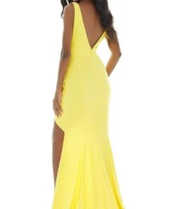 Ashley Lauren - 11051 Sleeveless Fringed Tie Waist High Low Gown 12 Ashley Lauren - 11051 Sleeveless Fringed Tie Waist High Low Gown