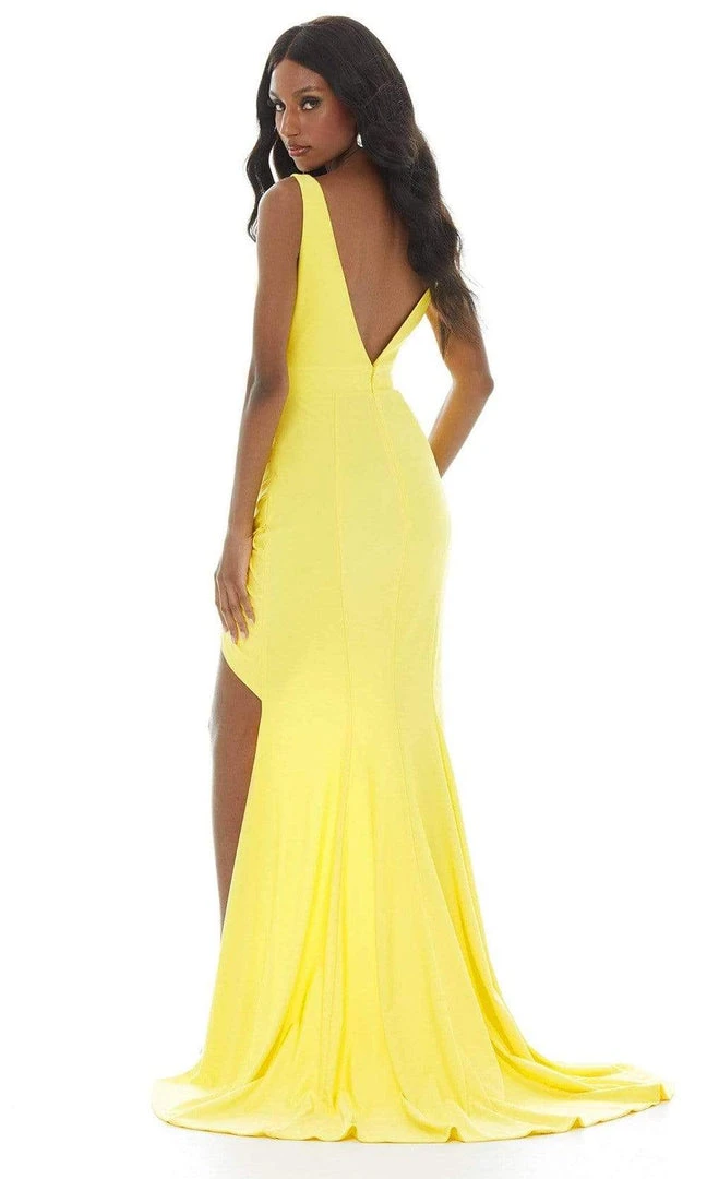 Ashley Lauren - 11051 Sleeveless Fringed Tie Waist High Low Gown 7 Ashley Lauren - 11051 Sleeveless Fringed Tie Waist High Low Gown