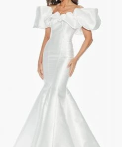 Ashley Lauren - 11057 Puff Ruffle Off Shoulder Mikado Mermaid Gown