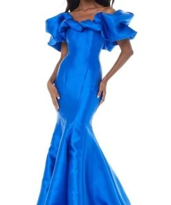 Ashley Lauren - 11057 Puff Ruffle Off Shoulder Mikado Mermaid Gown