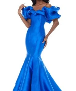 Ashley Lauren - 11057 Puff Ruffle Off Shoulder Mikado Mermaid Gown