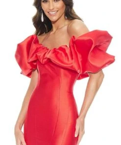 Ashley Lauren - 11057 Puff Ruffle Off Shoulder Mikado Mermaid Gown