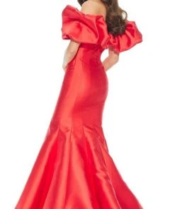 Ashley Lauren - 11057 Puff Ruffle Off Shoulder Mikado Mermaid Gown