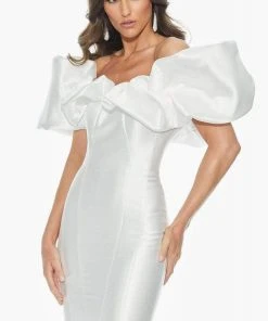 Ashley Lauren - 11057 Puff Ruffle Off Shoulder Mikado Mermaid Gown