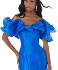 Ashley Lauren - 11057 Puff Ruffle Off Shoulder Mikado Mermaid Gown