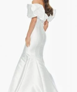 Ashley Lauren - 11057 Puff Ruffle Off Shoulder Mikado Mermaid Gown