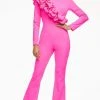 Ashley Lauren - 11088 One Colored Ruffled Crepe Jumpsuit