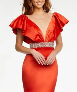 Ashley Lauren - 11130 Ruffled V-Neck Trumpet Gown 10 Ashley Lauren - 11130 Ruffled V-Neck Trumpet Gown