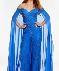 Ashley Lauren - 11150 Off Shoulder Embroidered Jumpsuit