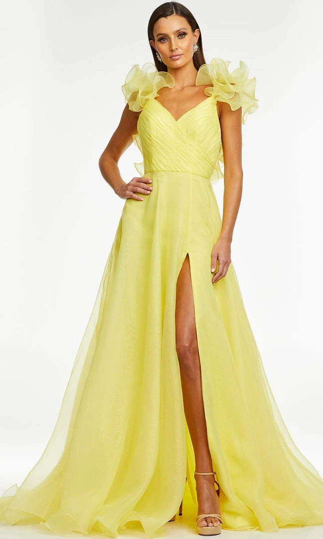 Ashley Lauren - 11166 Ruffled V-Neck A-Line Gown 9 Ashley Lauren - 11166 Ruffled V-Neck A-Line Gown