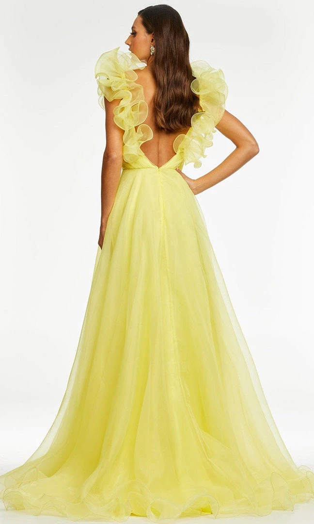 Ashley Lauren - 11166 Ruffled V-Neck A-Line Gown 10 Ashley Lauren - 11166 Ruffled V-Neck A-Line Gown